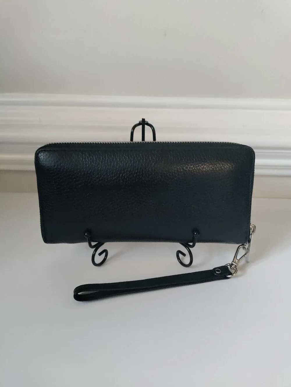 Michael Kors Black Pebbled Leather Zip-Around Wristlet